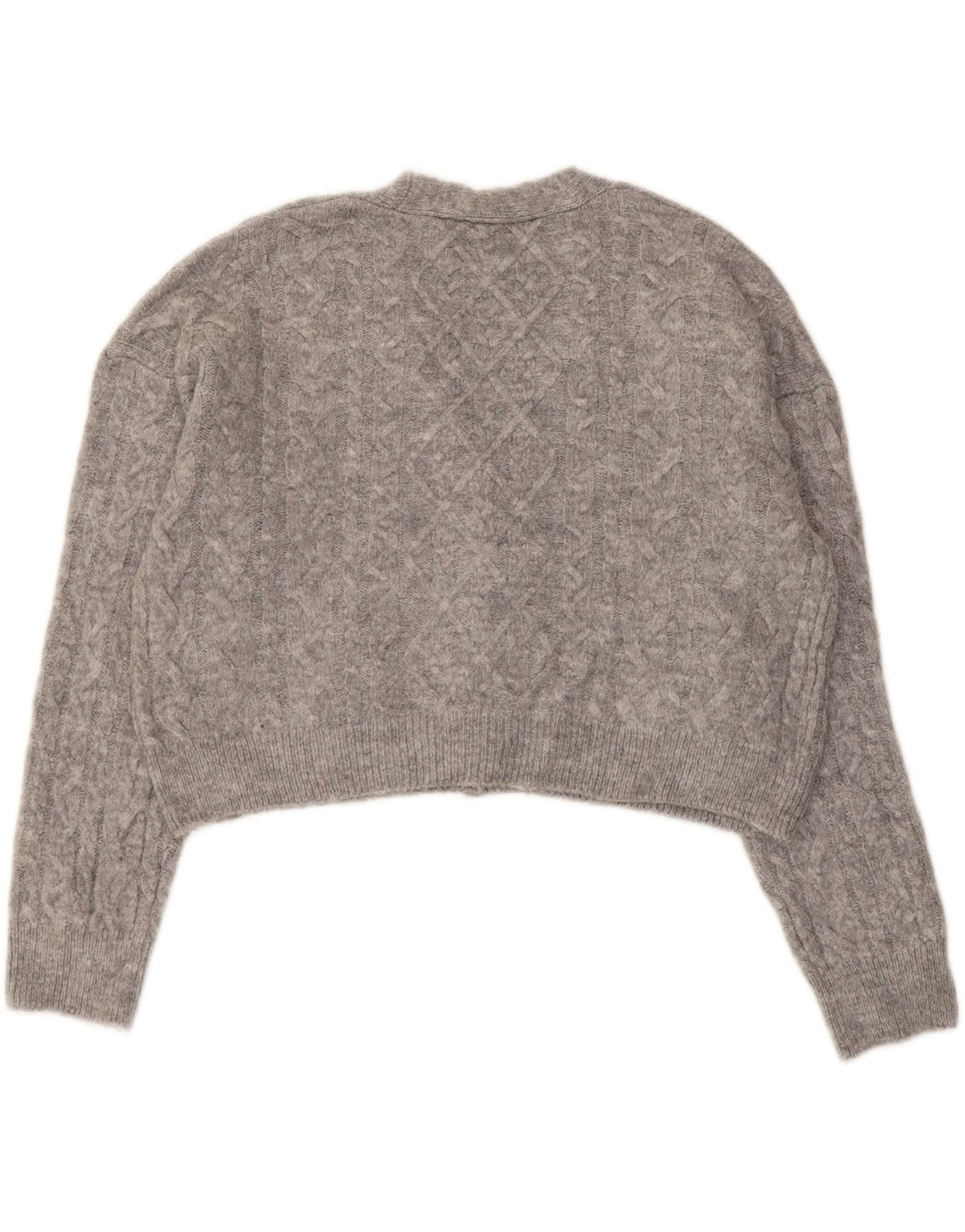 ZARA Mujer Crop Suéter Cárdigan Extragrande UK 10 Small Gris