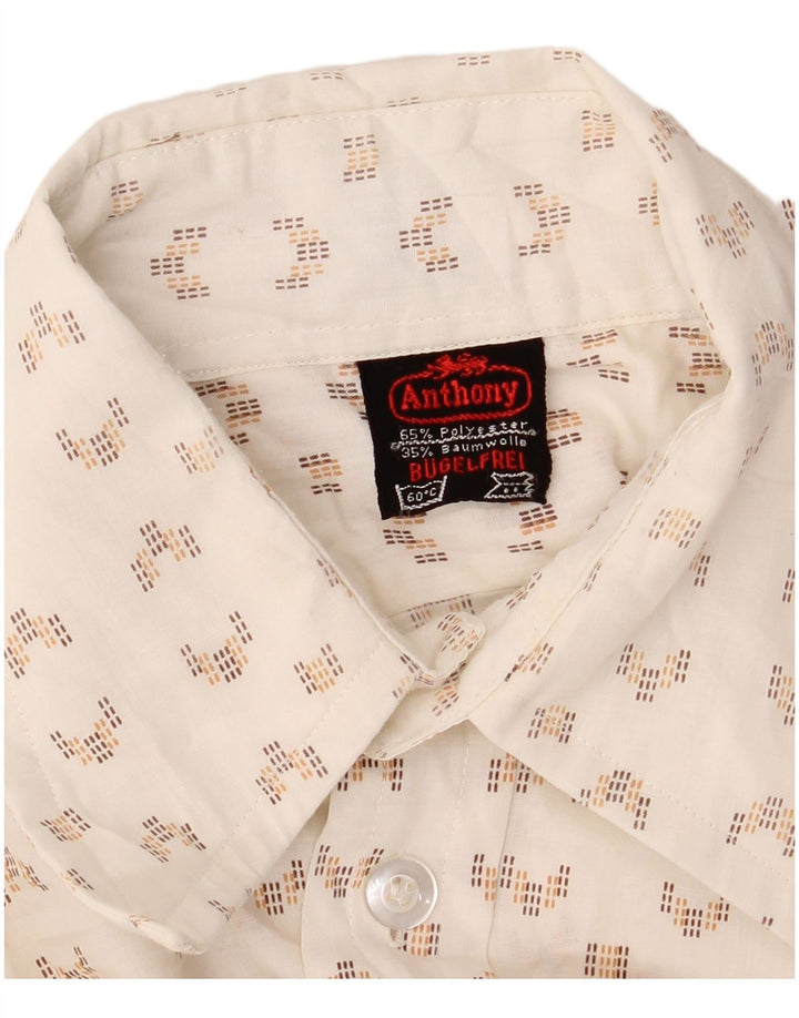 BUGELFREI Mens Shirt Medium White Geometric Polyester
