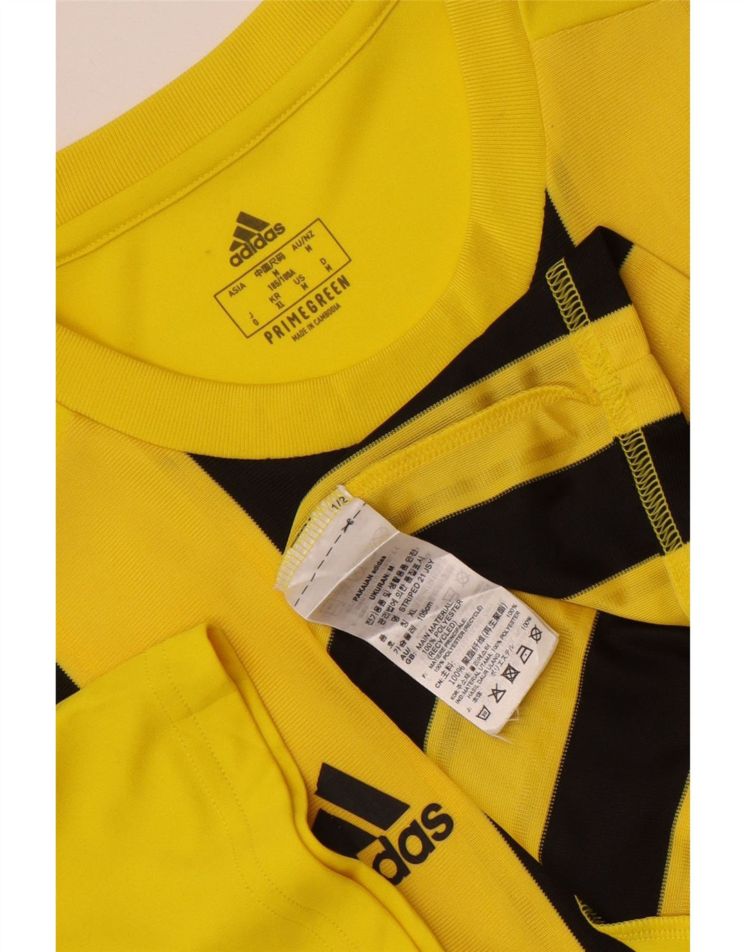 Adidas Hombre Aeroready Graphic Camiseta Top Poliéster A Rayas Amarillo Mediano