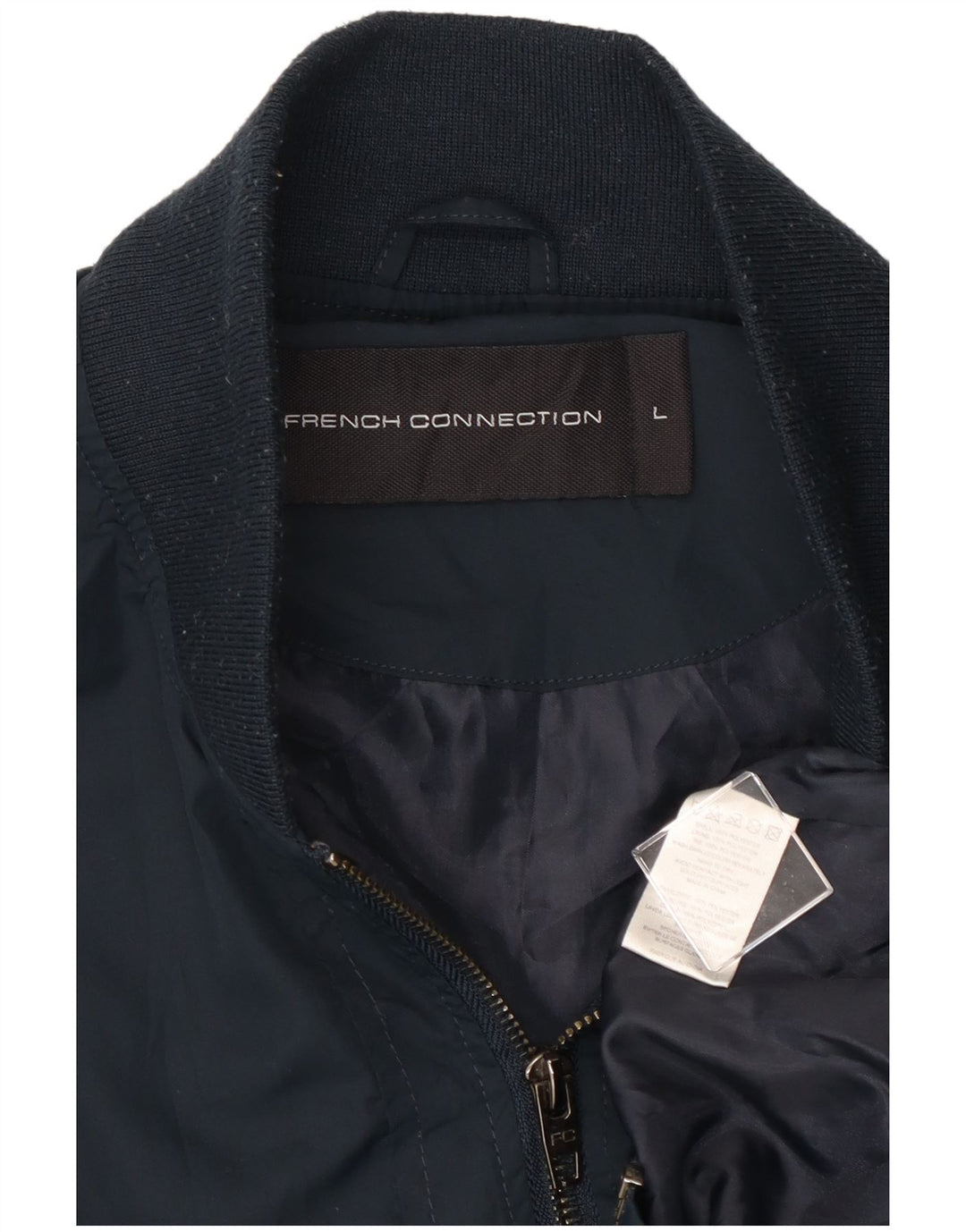 FRENCH CONNECTION Chaqueta bomber para hombre UK 40 Grande Poliéster azul marino