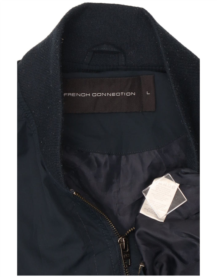 FRENCH CONNECTION Chaqueta bomber para hombre UK 40 Grande Poliéster azul marino