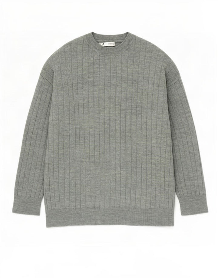 Zara Hombre Jersey Cuello Redondo Jersey Acrílico Verde Medio