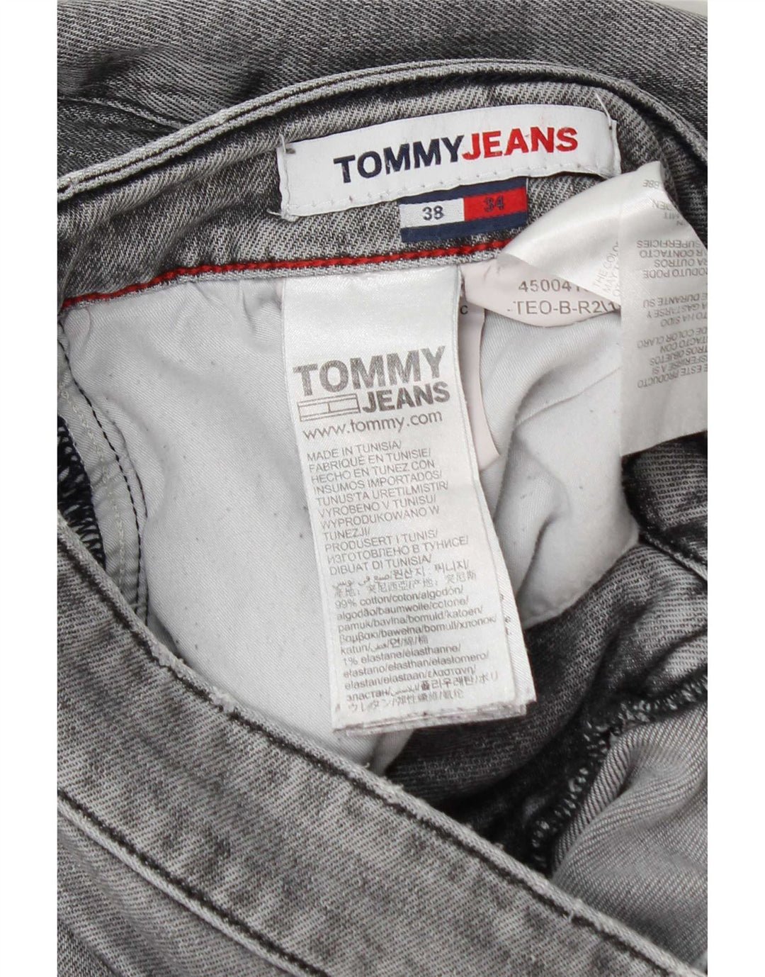 Tommy Hilfiger Vaqueros ajustados desgastados para hombre W38 L34 Algodón gris