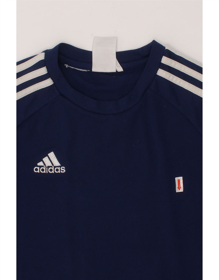 ADIDAS Boys Climalite T-Shirt Top 11-12 Years Navy Blue Polyester Vintage Adidas and Second-Hand Adidas from Messina Hembry 
