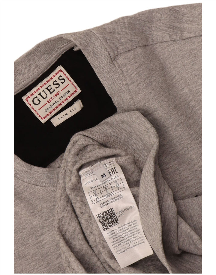 Guess Hombre Slim Fit Sudadera Jumper Algodón Gris Medio