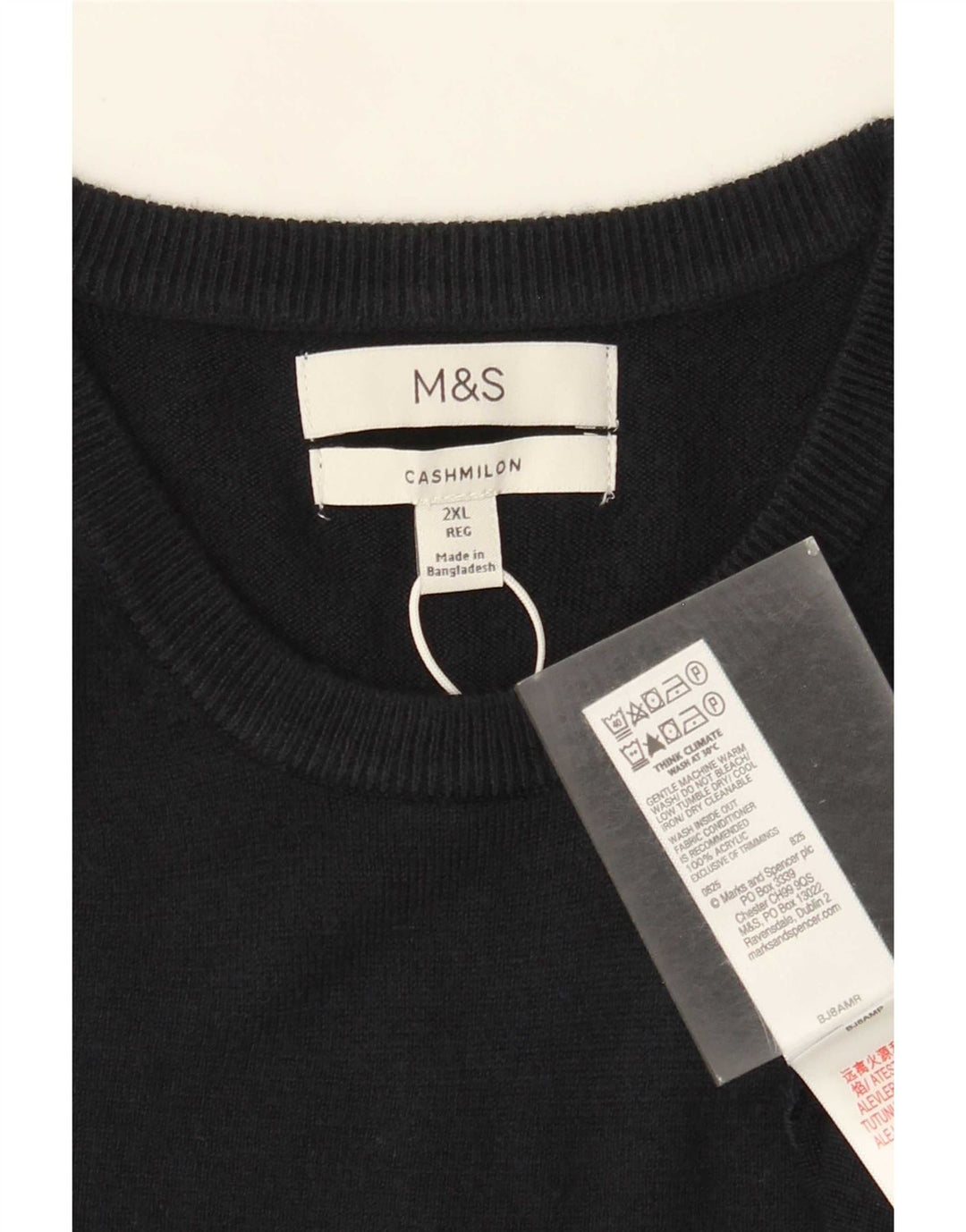 Marks & Spencer - Jersey de cuello redondo para hombre, talla 2XL, acrílico azul marino