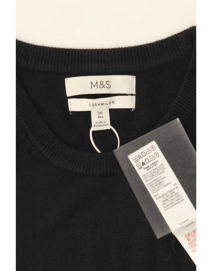 Marks & Spencer - Jersey de cuello redondo para hombre, talla 2XL, acrílico azul marino