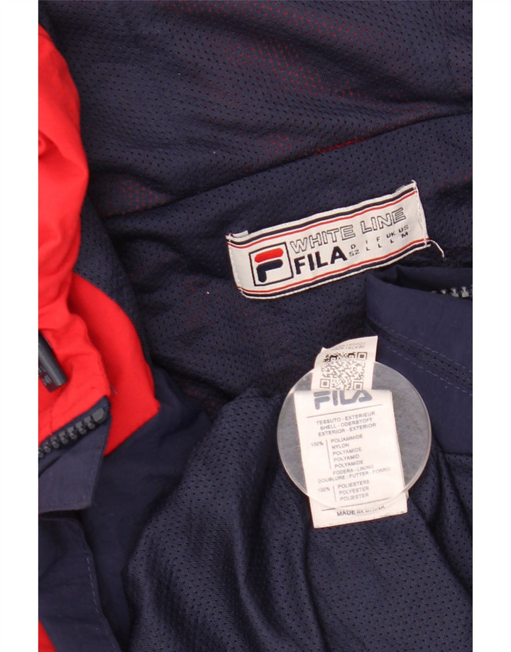 FILA Chaqueta impermeable con capucha para hombre UK 40 Large Azul Colorblock Poliamida
