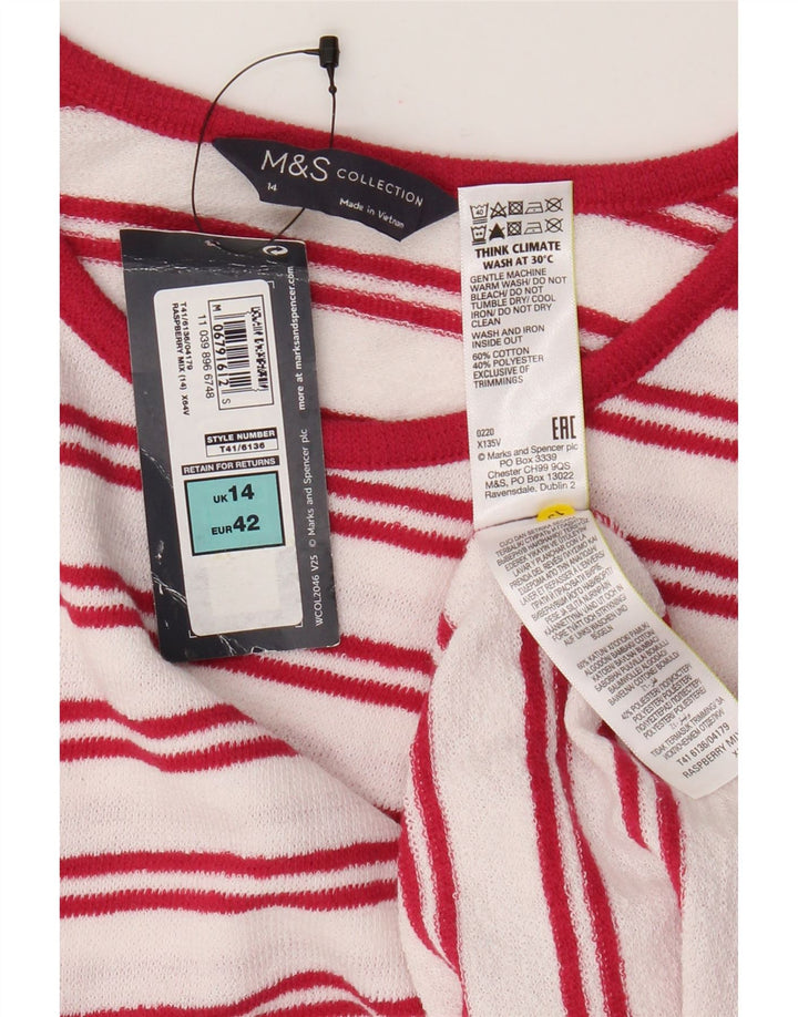 Marks & Spencer Camiseta sin mangas para mujer UK 44 Grande Algodón a rayas blancas