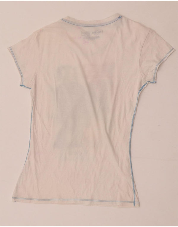 Hard Rock Cafe Mujer Rome Graphic Camiseta Top UK 12 Medium Blanco Algodón