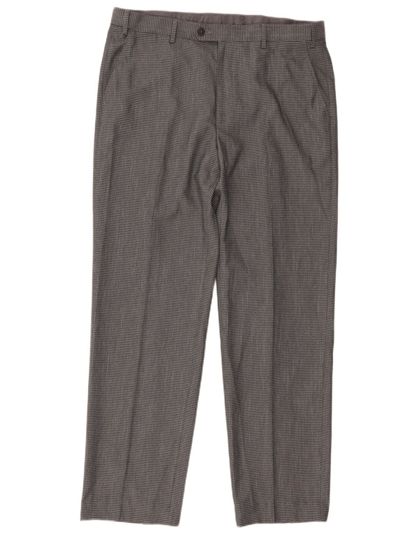 Marks & Spencer Pantalones de traje de corte regular para hombre W36 L29 Poliéster a cuadros grises