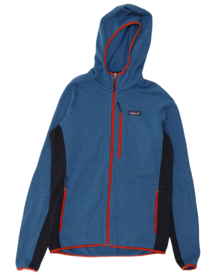 Patagonia Hombre Zip Hoodie Sweater Azul Medio Colorblock Poliéster