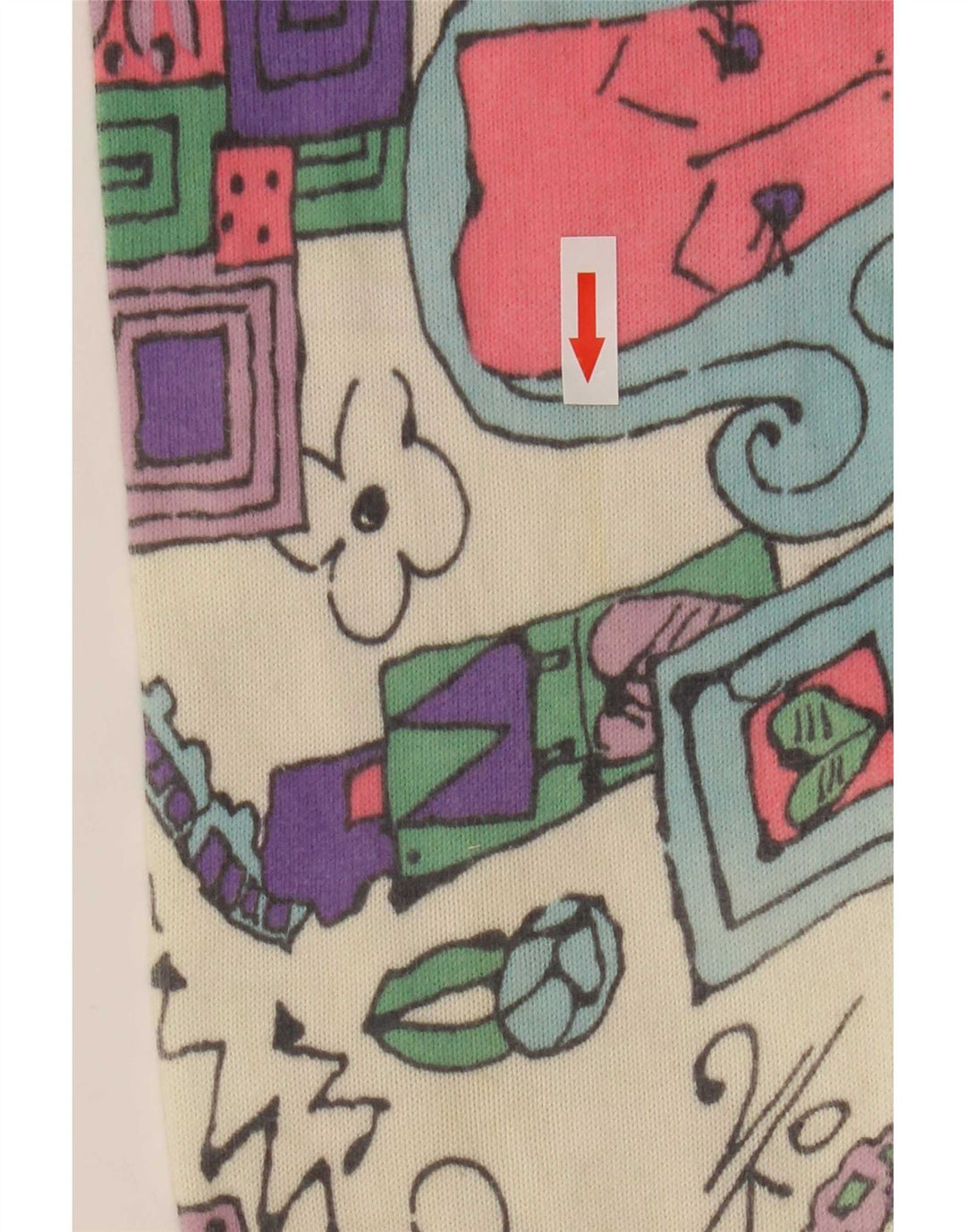 Benetton Top Gráfico Extragrande De Manga Larga UK 44 Mediano Blanco Roto