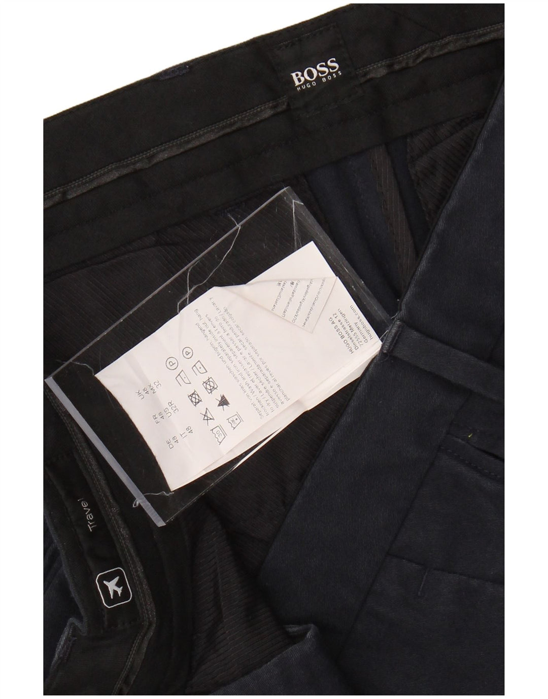 HUGO BOSS Pantalón chino ajustado de viaje para hombre IT 48 Medium W34 L32 Azul marino