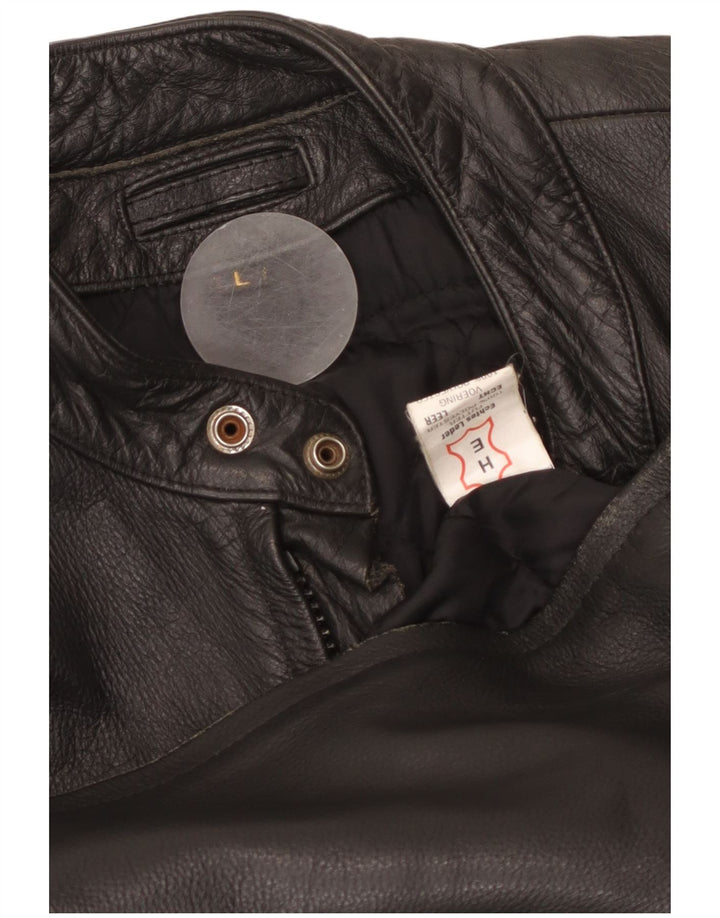 VINTAGE Chaqueta Racer de cuero para hombre Reino Unido 40 Cuero negro grande