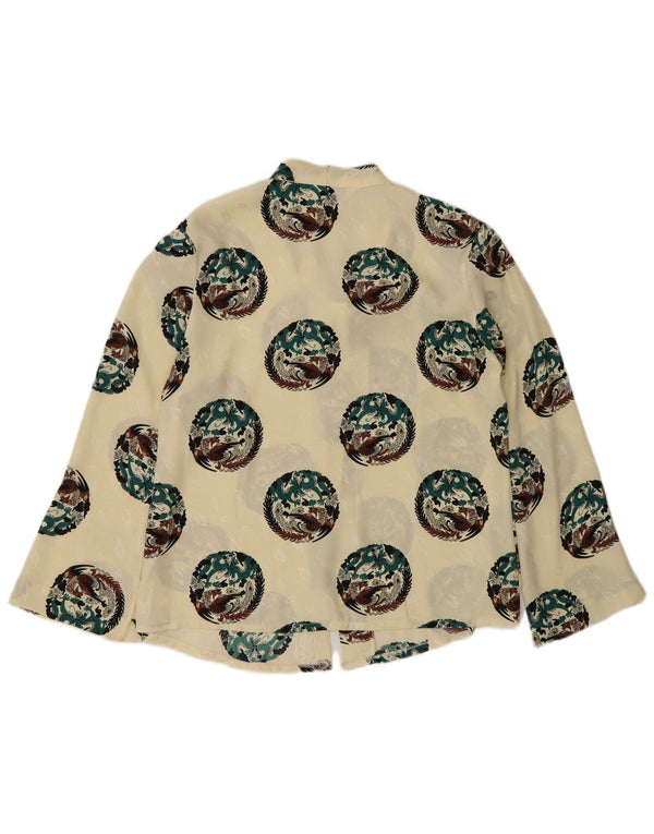 Vintage mujer ver a través de camisa blusa Reino Unido 18 XL amarillo animal print