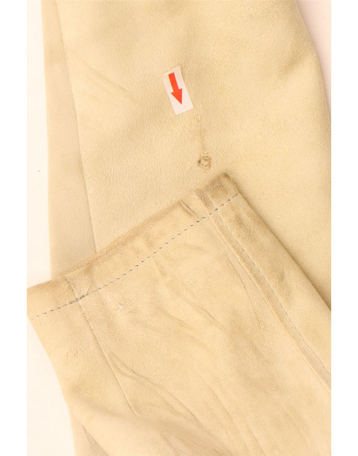 Vintage mujer ante chaqueta Reino Unido 12 cuero beige medio