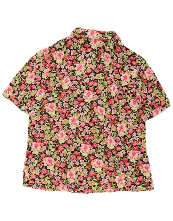 Vintage mujer camisa de manga corta Reino Unido 12 medio multicolor floral