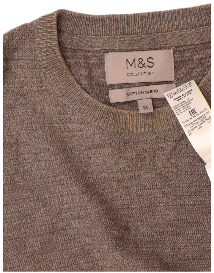 Marks & Spencer Jersey de cuello redondo para hombre de algodón gris medio