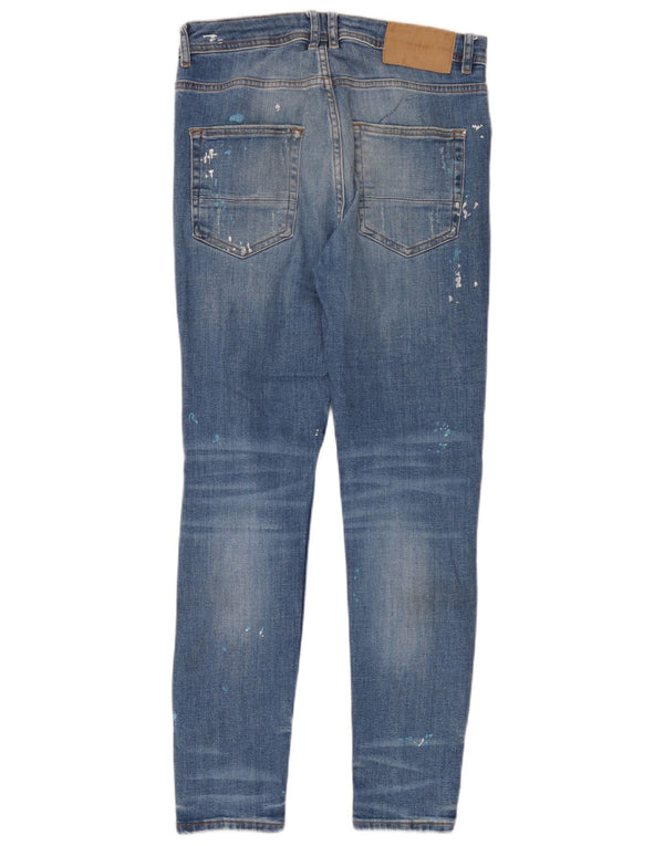 Zara Jeans ajustados desgastados para hombre EU 38 Small W30 L30 Algodón azul