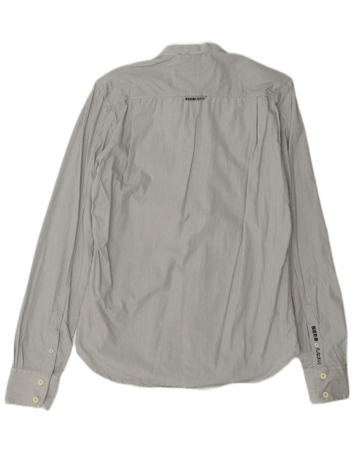 Camisa Superdry para hombre de algodón a rayas diplomáticas en gris medio