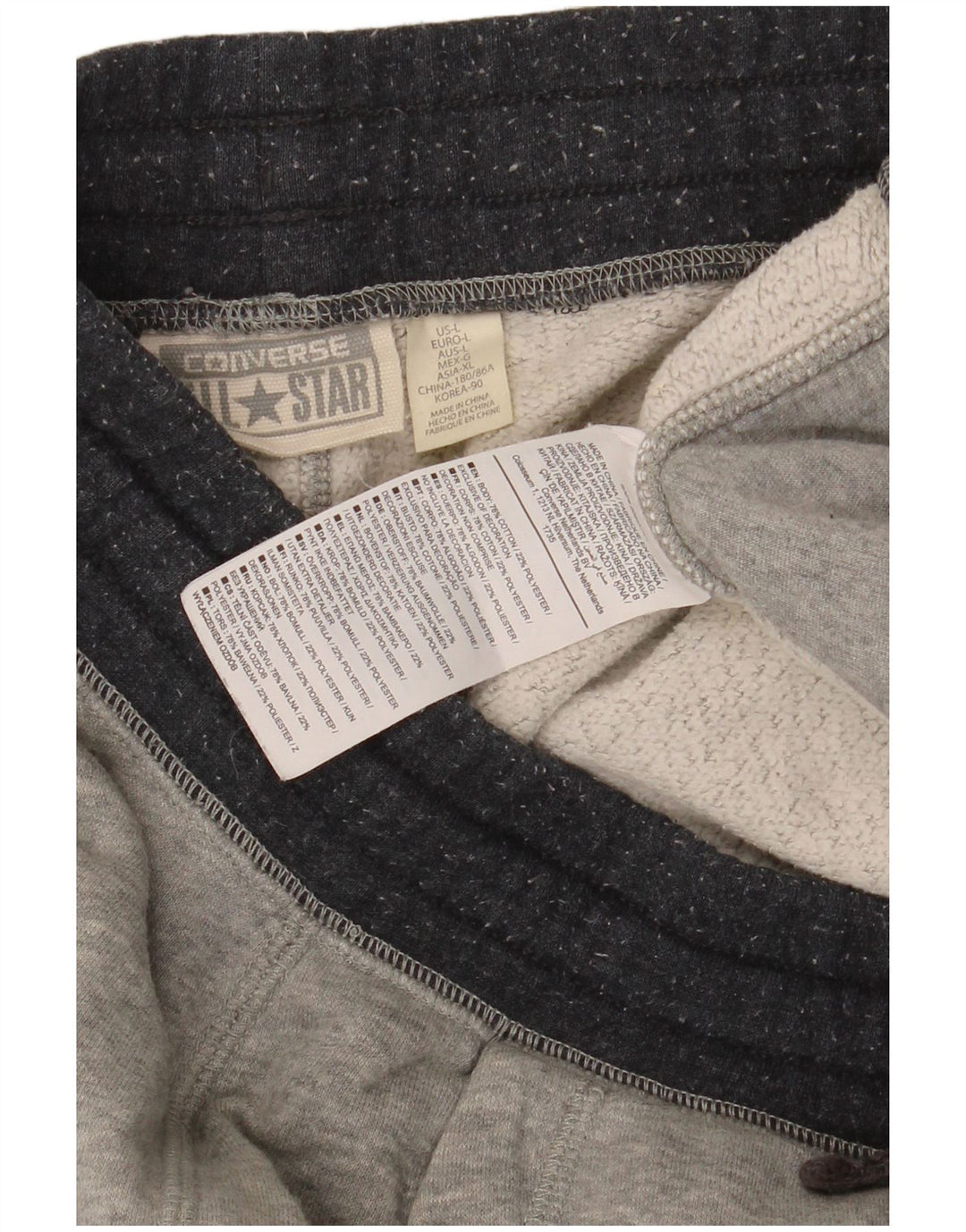 Converse Hombre Chándal Pantalones Joggers Grande Gris Algodón