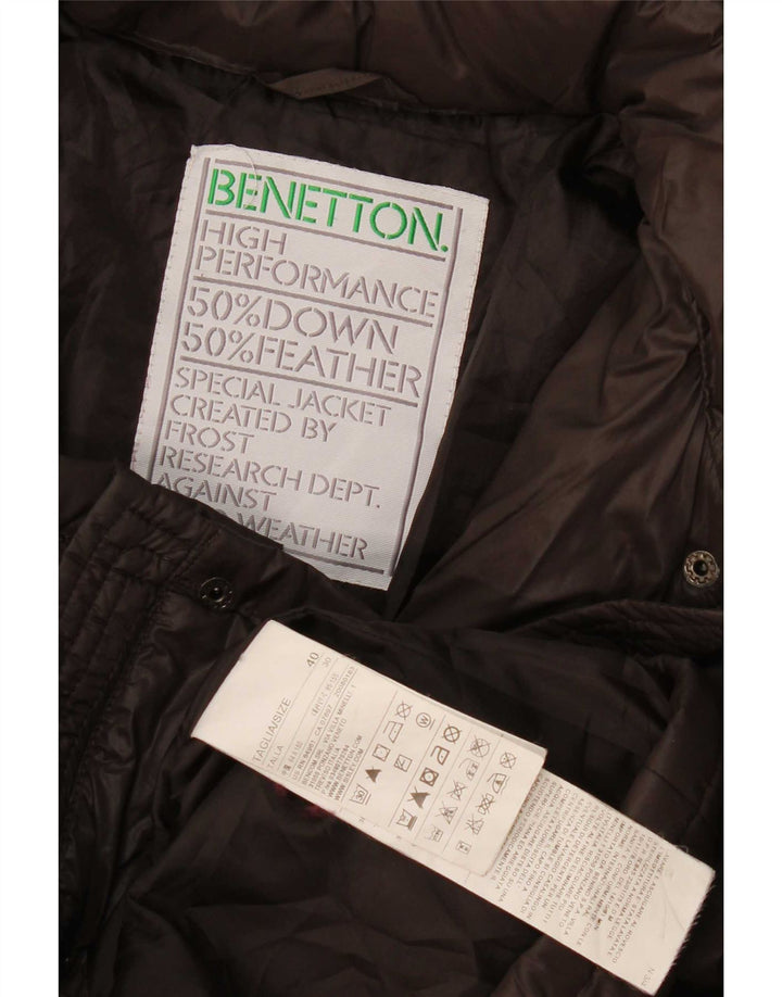 Benetton Chaqueta Acolchada Con Capucha IT 40 Small Marrón Poliamida