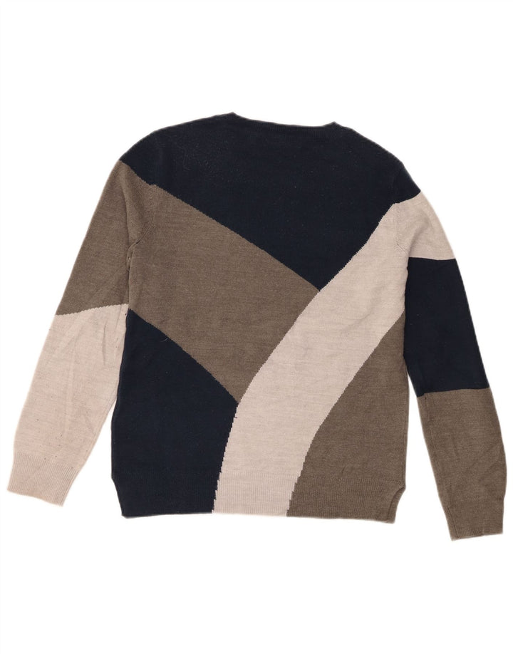 Marks & Spencer Jersey de Cuello Redondo para Mujer UK 8 Small Gris Colorblock