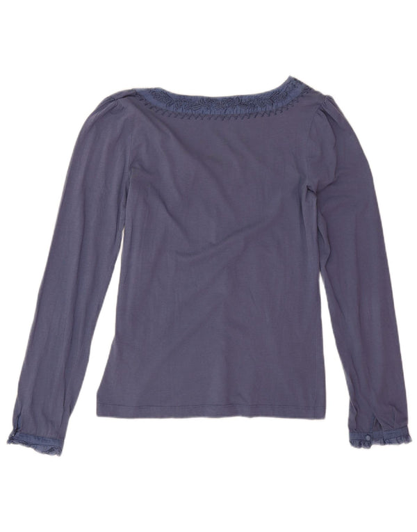 Massimo Dutti Blusa Manga Larga Mujer UK 44 Azul Medio Algodón