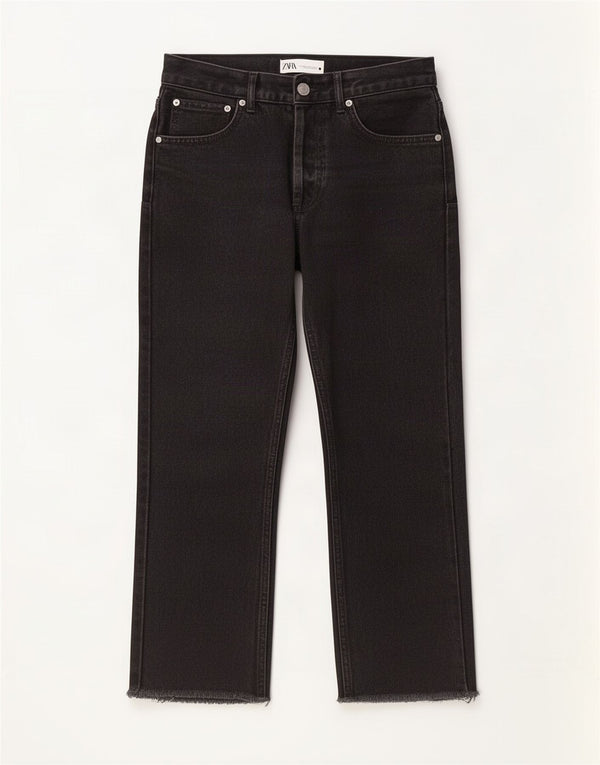 Zara Womens Straight Jeans EU 36 XS W26 L24 Black Cotton
