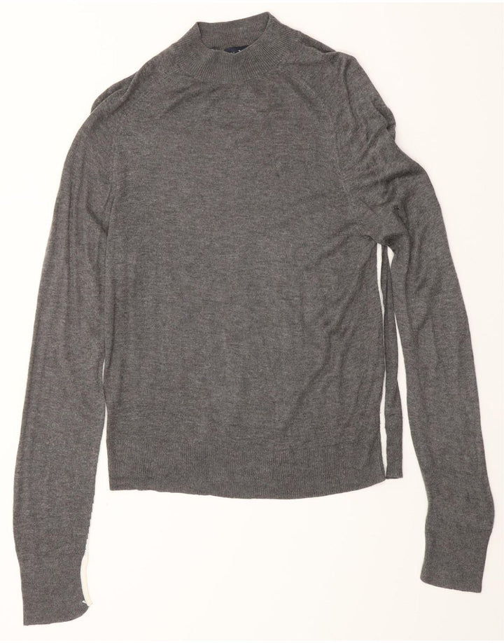 ZARA Jersey con cuello alto para mujer, talla 40, viscosa gris medio