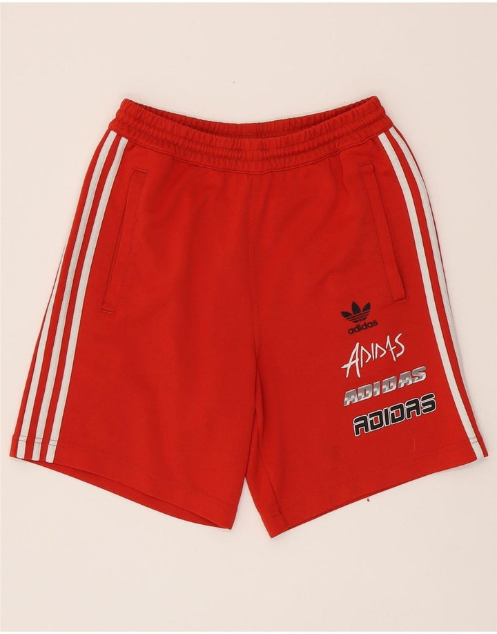 ADIDAS Pantalones cortos deportivos con gráficos para hombre, poliéster rojo pequeño