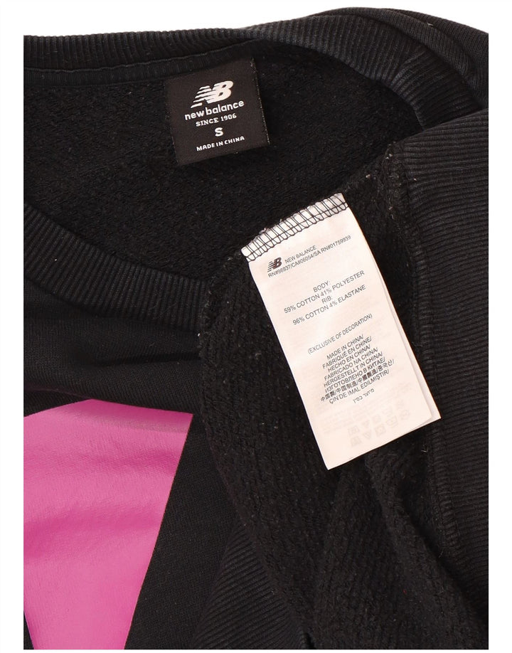 NEW BALANCE Sudadera extragrande con estampado gráfico para mujer UK 10 Small Black