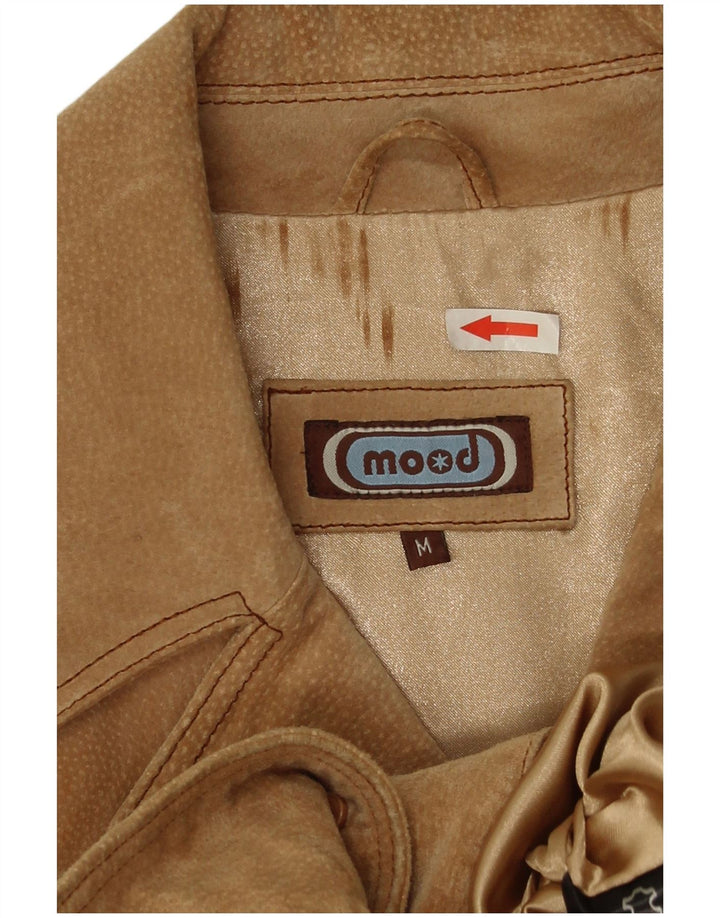 Vintage mujer ante chaqueta Reino Unido 38 cuero beige medio