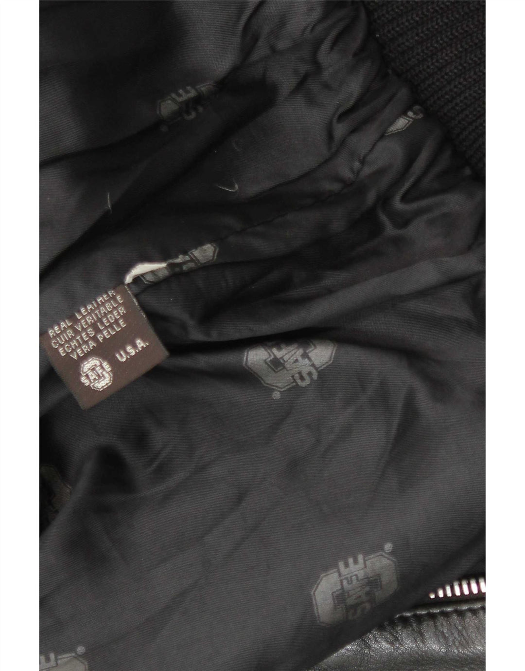 Vintage hombres militar cuero vuelo aviador chaqueta Reino Unido 38 medio negro