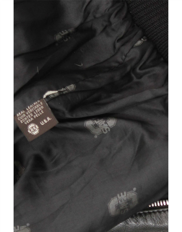 Vintage hombres militar cuero vuelo aviador chaqueta Reino Unido 38 medio negro