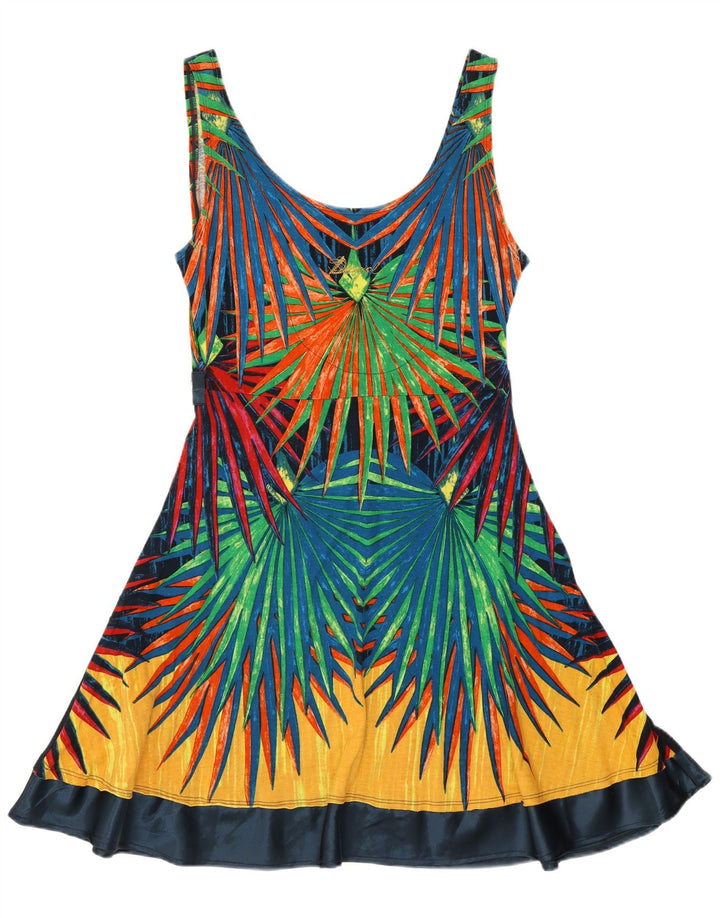 DESIGUAL Vestido acampanado sin mangas para mujer UK 44 Grande Multicolor Floral