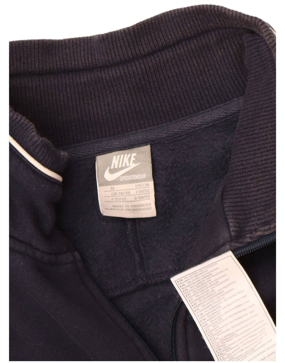 Nike - Chaqueta de chándal para hombre, talla 38/40, algodón azul marino mediano