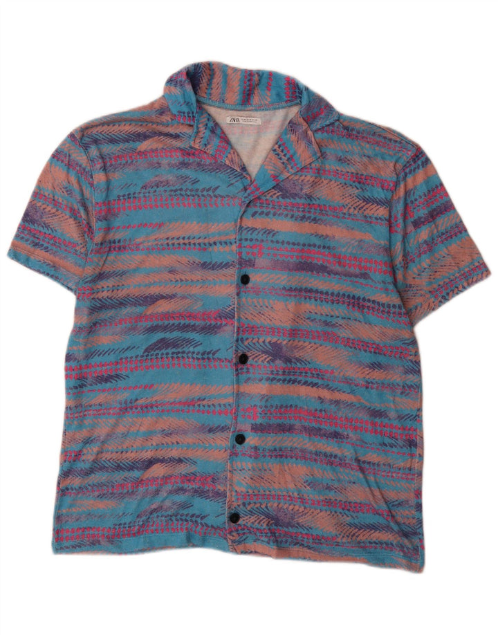 Zara Hombre Camisa Manga Corta Mediana Rayas Multicolor
