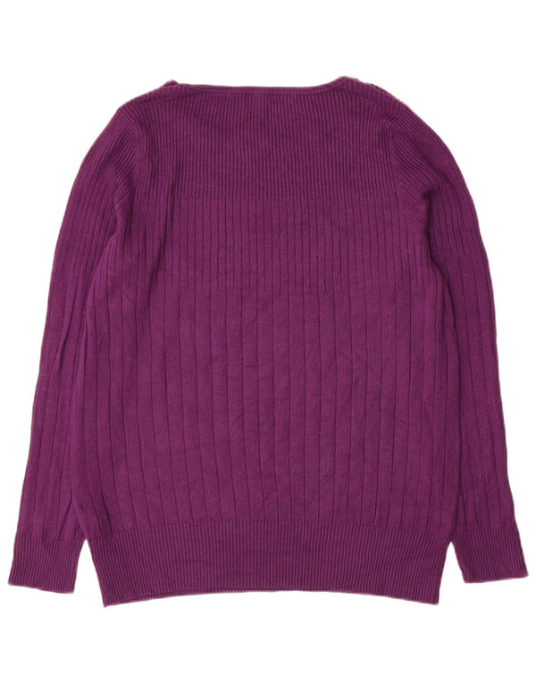 Marks & Spencer Jersey con Cuello Barco para Mujer UK 20 2XL Viscosa Púrpura
