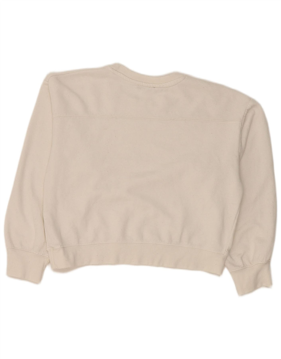 Zara Mujer Crop Sudadera Jumper UK 44 Medio Blanco Poliéster