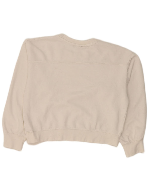 Zara Womens Crop Sweatshirt Jumper UK 14 Medium White Polyester