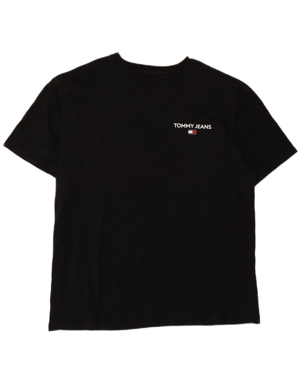 Tommy Hilfiger Camiseta gráfica para hombre Top grande de algodón negro