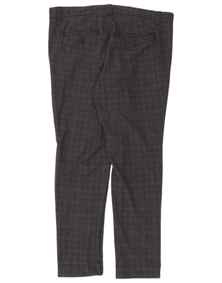 Jack & Jones Mens Marco Slim Chino Pantalones W36 L32 Gris Cuadros Poliéster