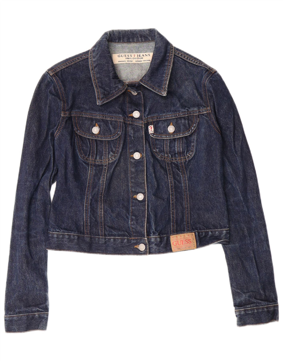 GUESS Womens Crop Denim Jacket UK 10 Small Blue Cotton