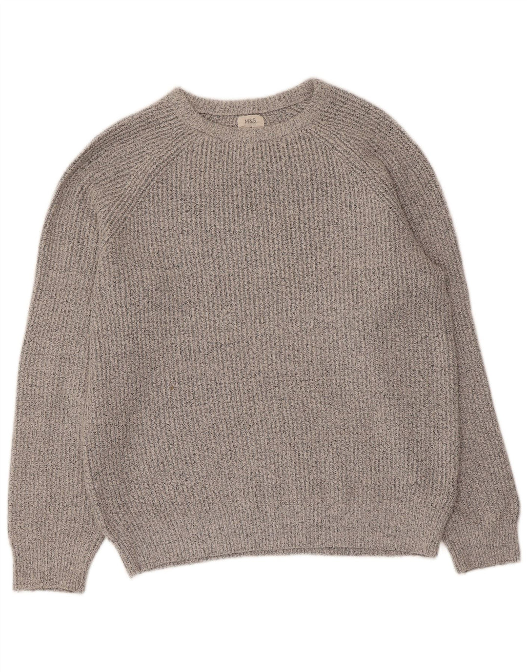 Marks & Spencer Jersey con cuello barco para hombre, jersey de poliamida moteada en gris medio