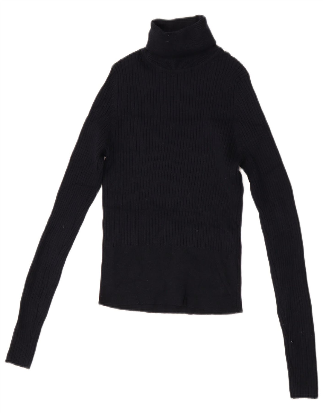 Zara Mujer Crop Top Manga Larga UK 42 Medio Azul Marino Viscosa