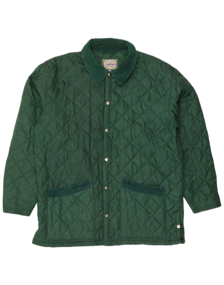 Vintage hombres chaqueta acolchada Reino Unido 40 gran nylon verde
