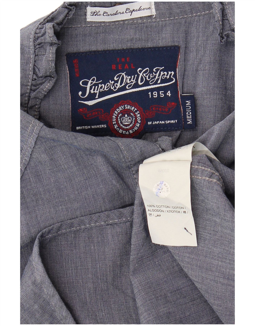 SUPERDRY Blusa camisera con volantes en la parte delantera para mujer UK 40 Azul marino mediano