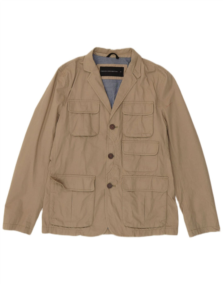 French Connection Chaqueta utilitaria para hombre Reino Unido 40 Grande Algodón beige